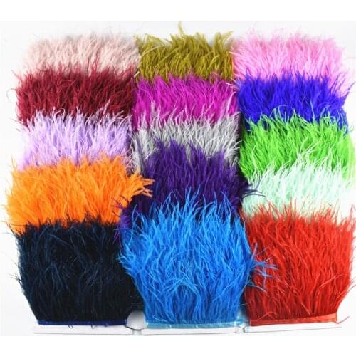 1 Meters 10-15CM Ostrich Feather Trim Ostrich Feather Skirt White Black Ostrich Feathers Ribbon Feather for Crafts Plumas Plume