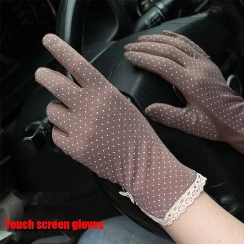 Summer Sunscreen Gloves Lace Patchwork Thin Touch Screen Gloves Sun Protection Driving Short Gloves Dot Women Gloves