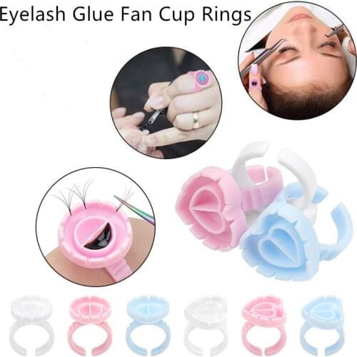 Wholesale 100Pcs Disposable Eyelash Glue Fan Cup Rings Holder Container Tattoo Pigment Eyelash Extension Tools Lash Supplies