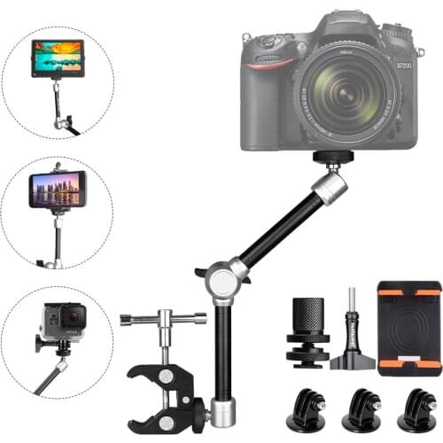 11'' Articulating Friction Magic Arm w/Super Clamp Holder Mount Rig for DSLR Camera Canon Gopro Hero Sony Action Cam Smartphone