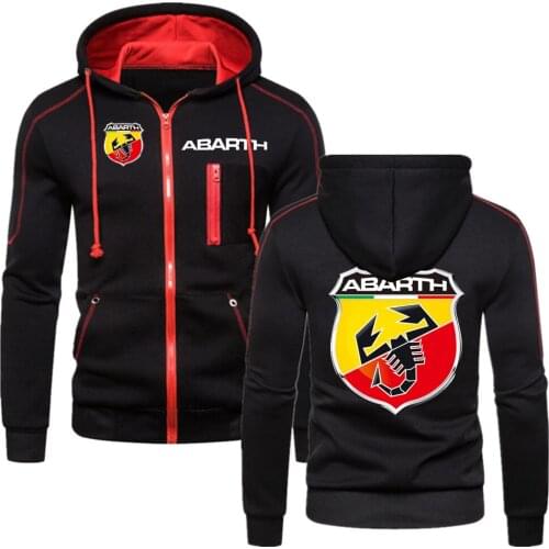 2021 ABARTH Comfortable Fashion Male Cotton Warm Hoodie Fitness Sweatshirts Solid Fleece Printing Men Zipper Tops