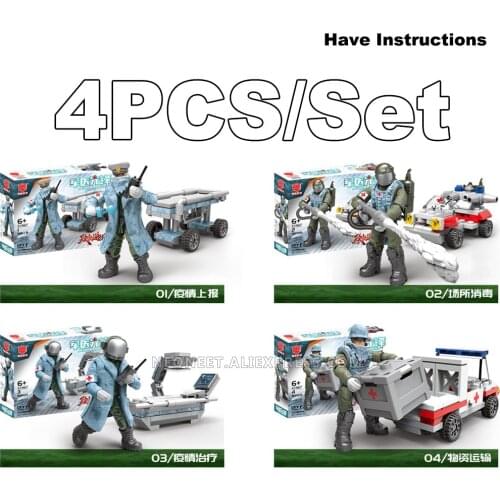 4in1 ww2 Battle of Rhineland Moscow Army Mega Block Action Figures World War Penetrate Into Military Surgeon City Building