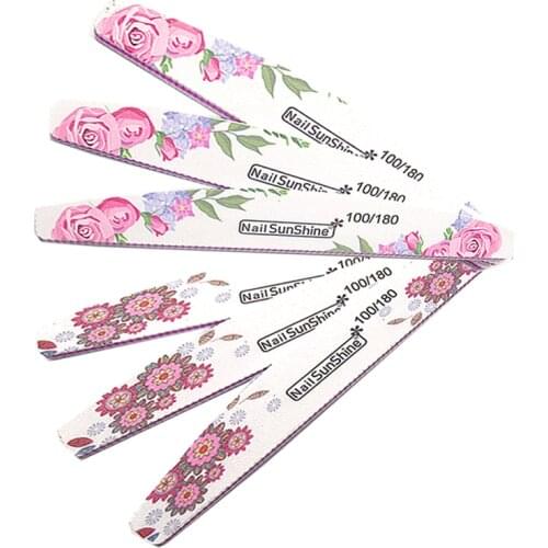 5 pcs/pack Colorful Acrylic Nail Files 100/180 Sandpaper Lime a Ongle UV Gel Polish Nail Buffer Banana Beauty Nail Art Care Tool