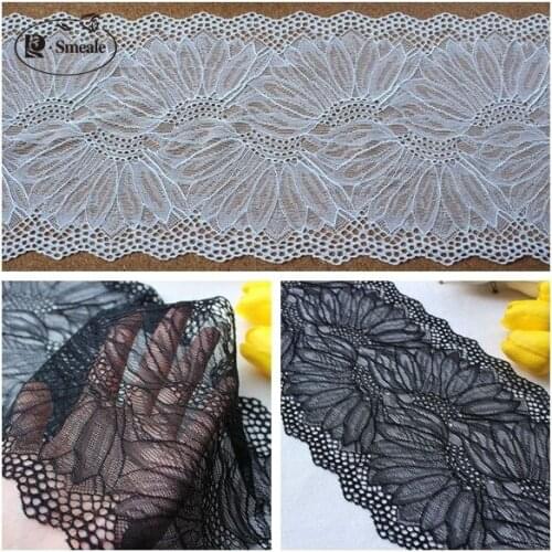 5yards/lot Width 18cm black/white Elastic Lace Fabric,DIY Garment Accessories,Sewing Swiss Trim Wedding Lace RS1872