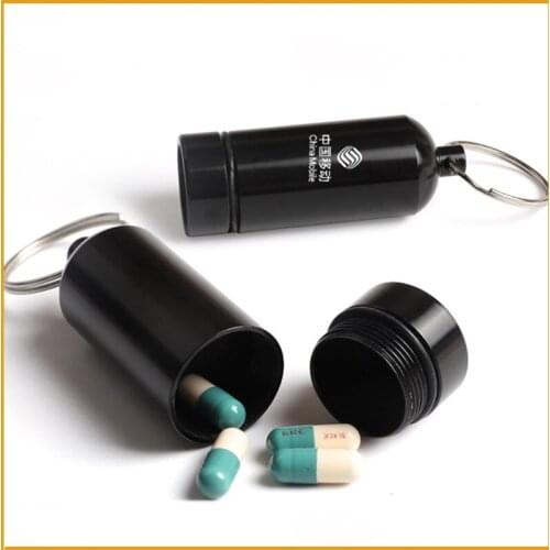 50pcs-57*21mm-Mental Geocaching Hide Box Pill Holder Case- Earphone container Jar-keychains protable