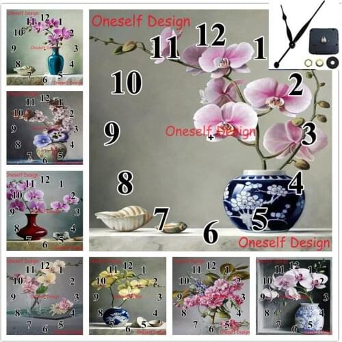 5d diamond painting cross stitch clock diamond embroidery full set with Mechanical clock diamond mosaic flower diamond art kit
