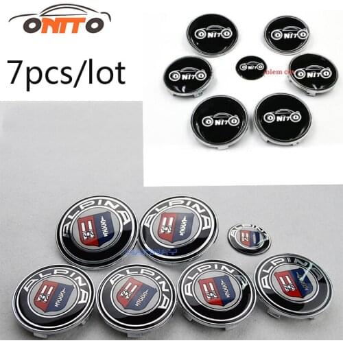 7pcs Label Front Bonnet Trunk Cover Auto wheel cap Boot Logo Epoxy Resin Car steer wheel Center Badge Head Hood Emblem for bmw