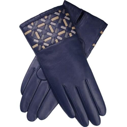 Free shipping 2pairs fashion female style genuine leather gloves winter protecting Korean style with knitted woven gloves