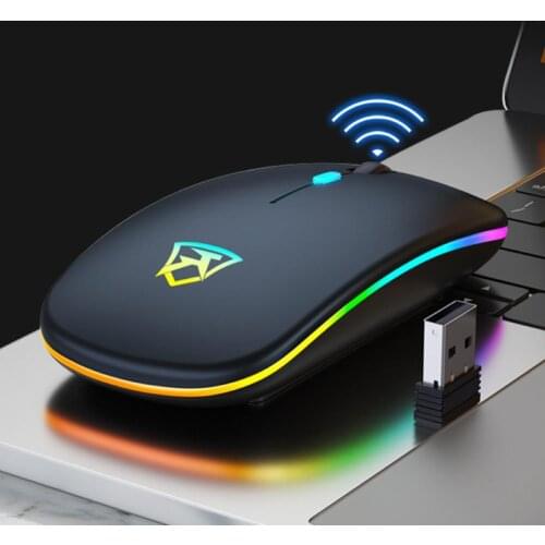 Wireless 2.4G Ergonomic Mute Rechargeable LED Backlit Gaming Mouse for PC Laptop Ergonomic Mute Backlight PC peripherals