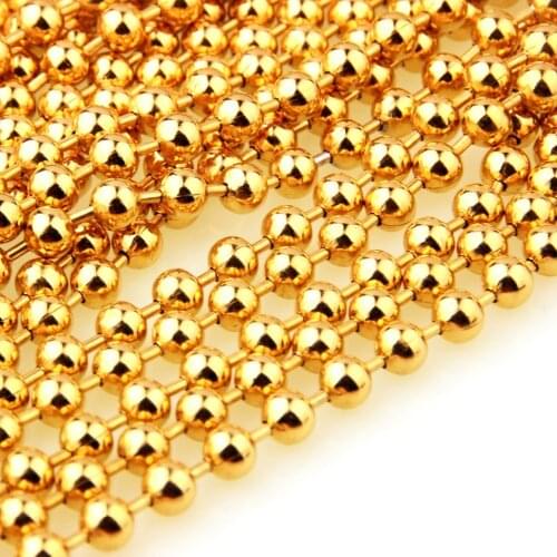 Wholesale 10/20/50pcs/lot Silver Gold Color Stainless Steel Round Ball Chain DIY Finding Pendant Necklace 6mm 16-40 inch