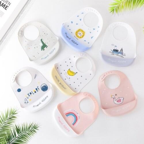 Baby silicone bibs baby eating bibs childrens Waterproof Bib Feeding Infant Cartoon Aprons Toddlers Bibs Burp Cloths Bandana