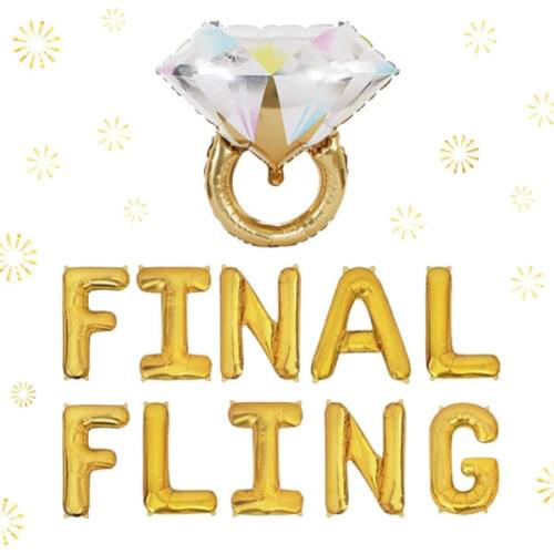 Bachelorette Balloon Decorations Gold Final Fling Balloons for Bridal Shower Engagement Party Decor Supplies Bachelorette Banner