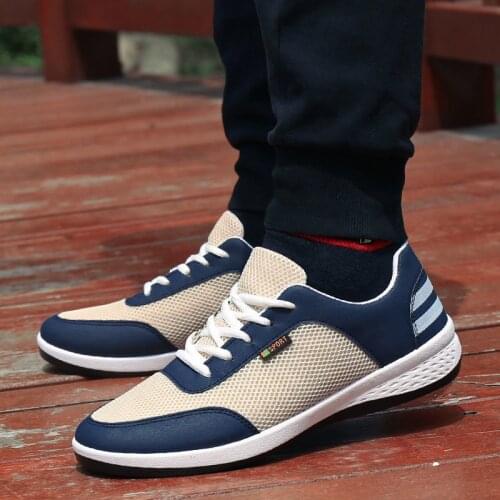 Breathable Shoes New Lace-up Mesh Summer Shoes Sports Shoes Mens Fashion Casual flat Shoes Driving Shoes Outdoor Work Shoes