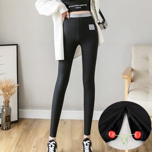 Cotton Skinny Pants For Women Secret Pants Zipper Outdoor Public Sex Clothes Open Crotchless Sexy Leggings Lady Exotic Trousers