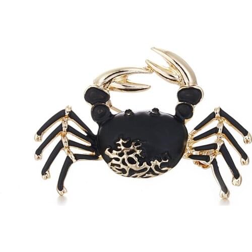 Exquisite gold metal enamel crab charm pin brooch fashion badge ornament jewelry accessories