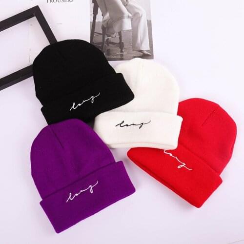 JIAXUN039 Winter Man Casual Letter Embroidery Knitted Hat Dance hat Baggy Women Ski Knitted Beanies Skullies Hip hop Cap Gorros