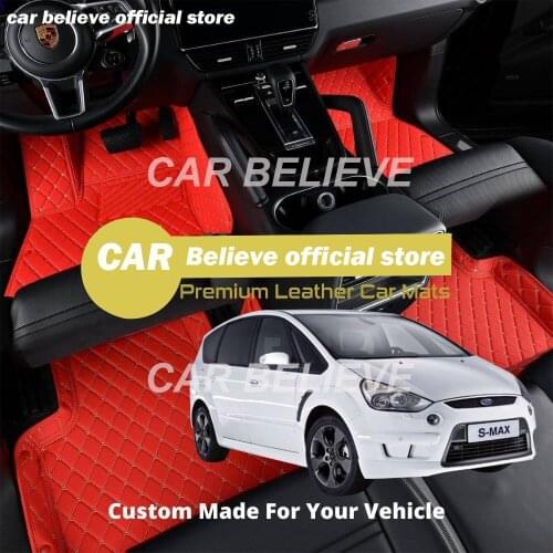 Leather Car Floor mats for Ford S-Max Smax S Max 2016 2015 2014 2013 2012 2011 2010 2009 2008 Carpets Rugs Pads Accessories