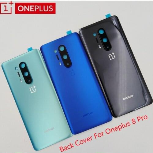 Housing Cover For Oneplus 8 Pro Glass Rear Door Battery Case Repair Replacement Parts For One Plus 1+8 Pro With Camera Lens+Logo