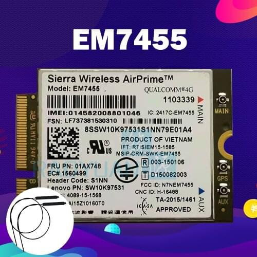 Hot EM7455 FRU 01AX748 4G LTE CAT6 for Thinkpad 2017 X1 carbon 5th X1 YOGA 2nd X270 T470 T470S T470P T570 L570 L470 P51 P71 P50