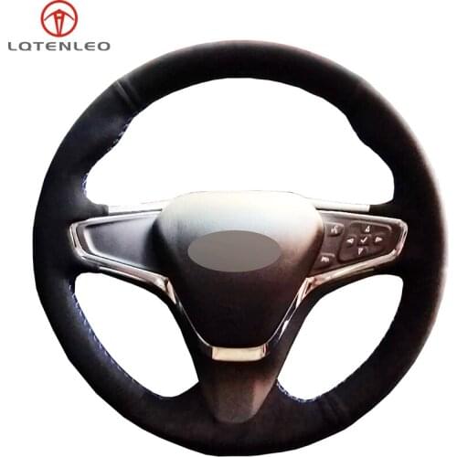 LQTENLEO Black Suede DIY Hand Sew Car Steering Wheel Cover For Chevrolet Cruze 2014-2018 Volt 2016 2017 New Cruze