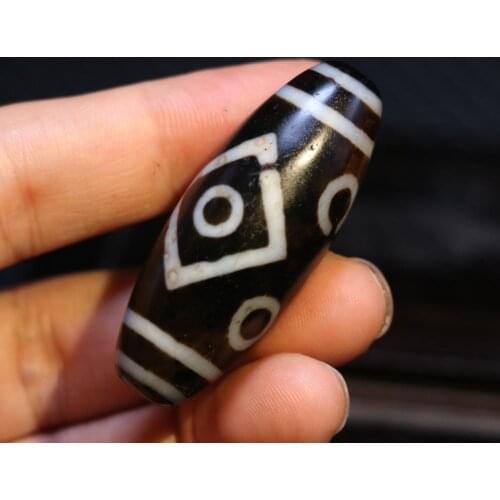 Magic Power Tibetan old Agate 6 Eye Diamond Eye Big Drum dZi Bead Amulet Pendant Talisman Timestown UPD22A
