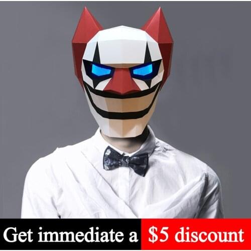Lighted Clown Mask Headgear Paper Model,Low Poly 3D Papercraft,Party Cosplay Prop,Handmade DIY Adult Origami Craft Toy RTY166