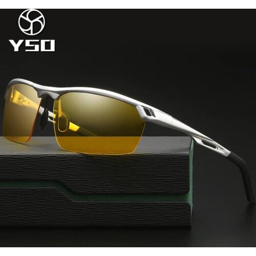 YSO Night Vision Glasses Men Aluminium Magnesium Frame Polarized Night Vision Goggles For Car Driving Fishing Anti Glare 8550