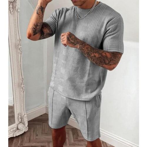 Plus Size MenS Sports Set Short Sleeve T-Shirt Shorts Tracksuit 2 Piece Set Breathable Quick Dry Fitness Tracksuit Sweat Suit