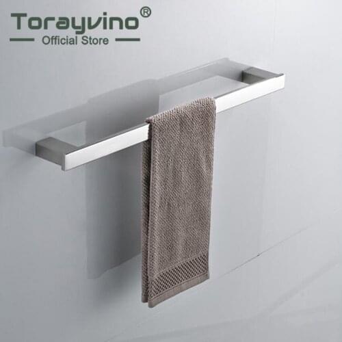 Torayvino Chrome Finish Swivel Stainless Steel Wall Hanging Bathroom Towel Rail Holder Rack Shelf Single Bar Towel Holder