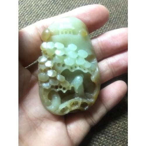 Natural hetian jade A HandCarved jade landscape jadeite jade white pendant jade necklace jewelry men necklaces women gift