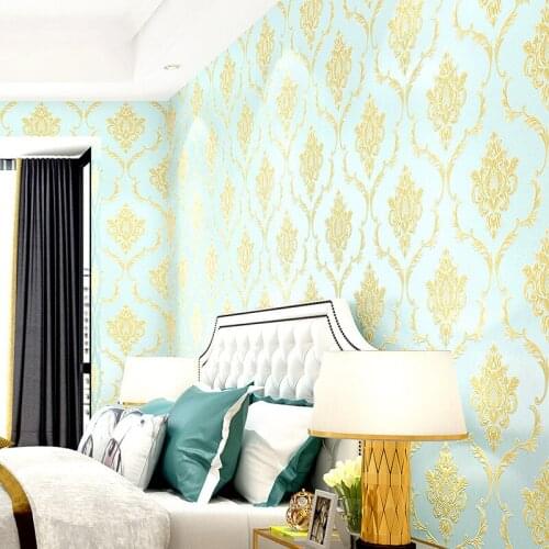 Non woven family European luxury bedroom high end beauty salon environment stereo 3D living room bottom wall