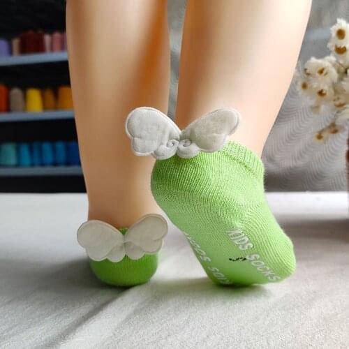 New Cartoon Newborn Baby Socks Angel Wing Baby Girl Boy Toddler Infant Boat Sock Cotton Bebe Girls Cute Solid Babies Short Socks