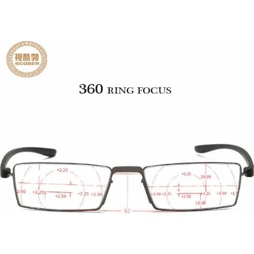 2019 new 360 ring focus reading glasses ultra light comfortable anti-blue presbyopic resin bifocal glasses zoom reading glasses