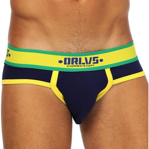 ORLVS Brand 50PC/LOT Wholesale Quick Dry Men Underwear Sexy Gay Briefs Comfortable Underpants Breathable Cotton Male Panties