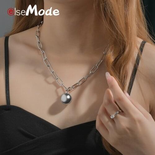 ELSEMODE Punk Big Ball Mental Women Necklace High Quality Stainless Steel Cool Choker Jewelry Party Gifts