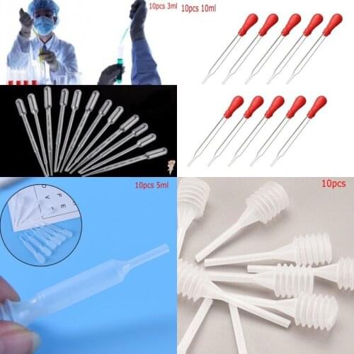 10pcs/lot 10ml Glass Pipette Pipet Dropper Medicine Laboratory Dropper With Red Rubber Head Lab Supplies