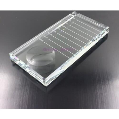 50pcs Eyelash Pallet Crystal Glass U Curved/Straight Stand Pad False Eyelashes Holder Transparent Glue Tray