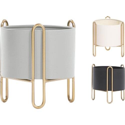 Wrought Iron Vase Flower Stand Flowerpot Holder Pot Culture Container for Home Indoor Outdoor Decoration