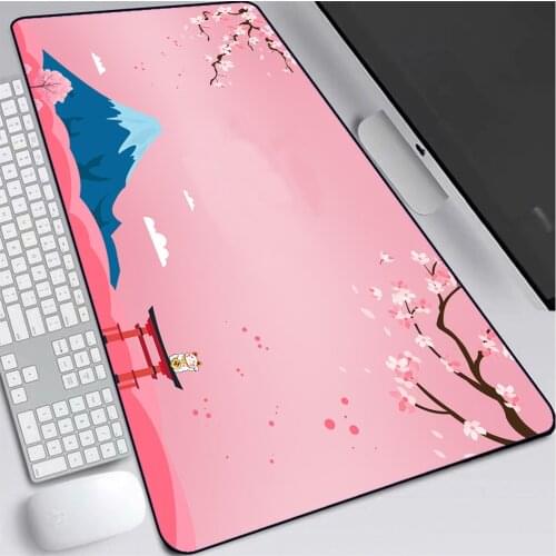 Pink Cherry Blossom Scenery Mount Fuji Locking Mouse Pad Computer Notebook PC Gaming Accessories Speed Edition Keyboard Mat XXL