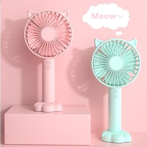 Portable Usb Ventilation Fan Cute Cat Hand-held/desktop Fans Standing Bracket Base Cooler Ventilator With 4000mah Battery#g4