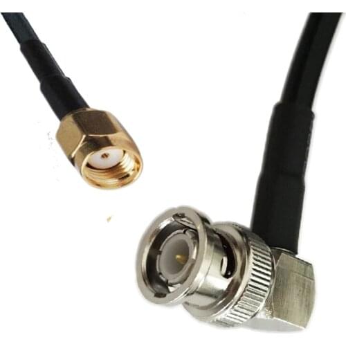 RP-SMA Male TO BNC Male 90 Degree Connector RF Coaxial Jumper LMR195 Cable 50ohm 1/2/3m 5m 10m 15m 20m 30m