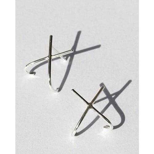 X shape earrings Unisex creative minimalist European fashion personality stereo earrings for women