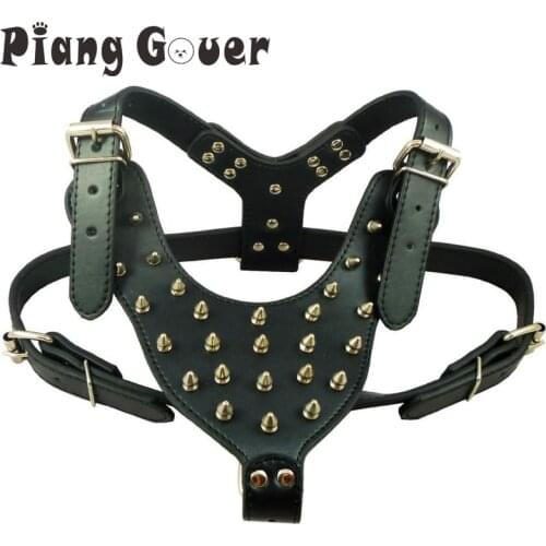 Large Dog Harnesses Rivets Spiked PU Leather Dog Harness For Pitbull Big Dogs Rivet Pet Halter Harnesses