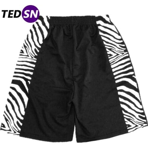Lattice Doodle Zebra Stripes Shorts Oversized Joggers Pockets Baggy Hip Hop Cargo Shorts Streetwear 2021 Summer Casual Short