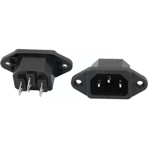 AC 250V 10A C14 Mount Male Plug 3 Pins Panel Socket with Fixed-hole V9M9 socket Conn ear Inlet F7Q8 H2T8 D8W4