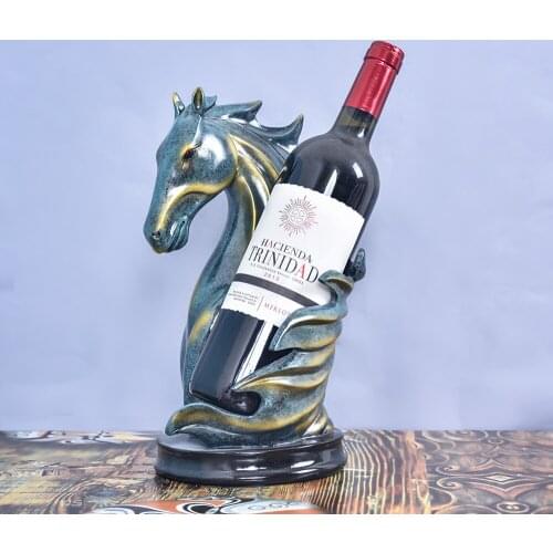 European home Resin Statue crafts horse head red wine rack living room decorations creative home decorations