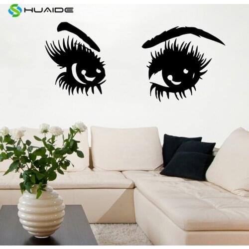 Make Up Girl Wall Decals Modern Sexy Eyes With Long Lashes Cosmetics Beauty Salon Vinyl Wall Decal Sticker Mural Art Poster A140