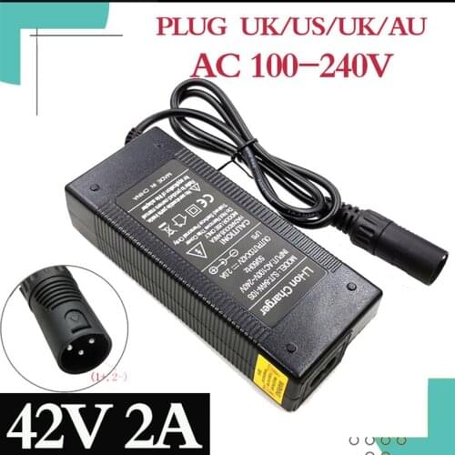 42V 2A E-bike Lithium Battery Charger for 36V 10S electric bike lithium battery XLR Plug Input 100-240V free shipping