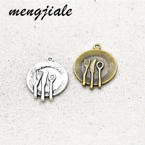 15pcs Two color alloy metal Dinner plate charms plate Pendants for Jewelry accessories making 29*23mm