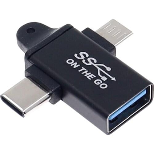2 in 1 OTG Adapter Type C Micro USB 3.0 OTG Adapter USB 3.0 Data Transmit Converter for Tablet Hard Disk Drive Phone